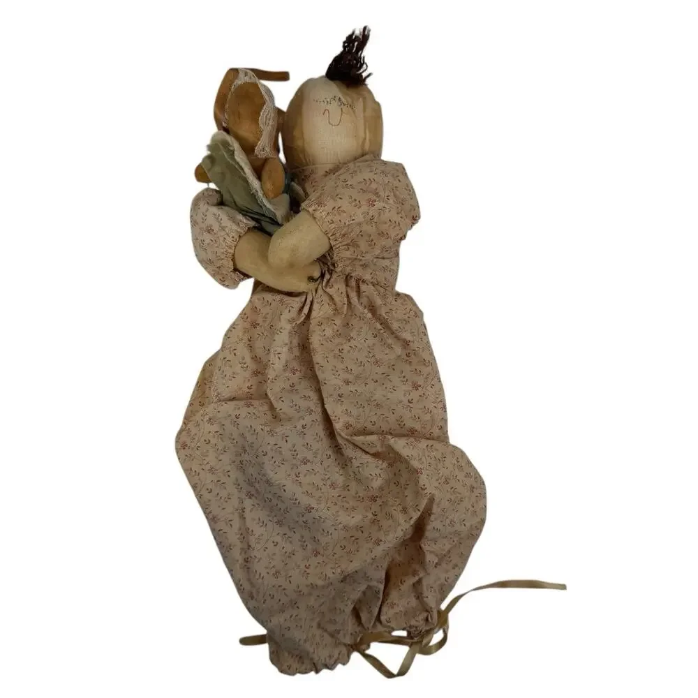 Vtg Attic Babies‎ Primitive Raggady Rag Doll With Baby by Marty Maschino 17